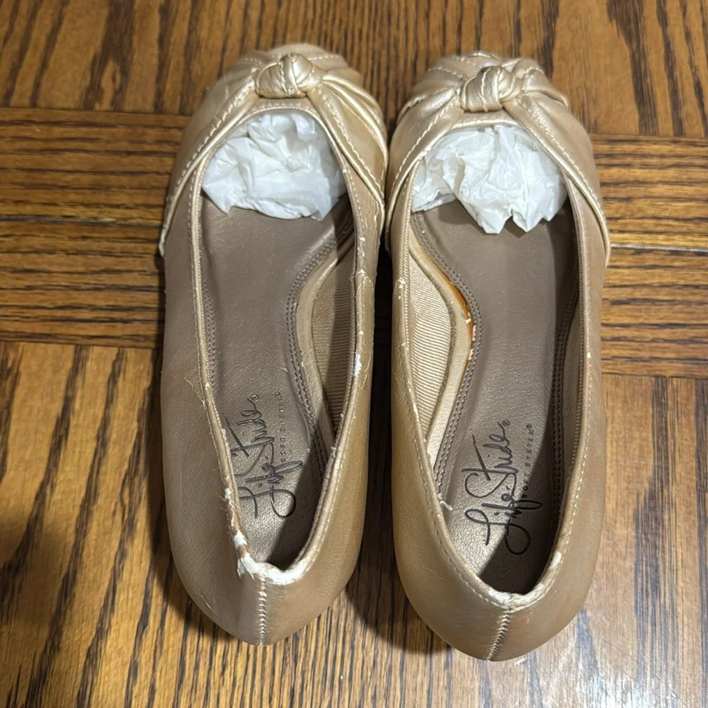 Dressy Gold Peep-Toe Wedge Shoes